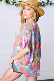 Multicolor Tropical Floral Print Woven Top - DAVERRI FASHIONS