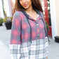 Bibi Plaid Hacci Color Block Hoodie - DAVERRI FASHIONS