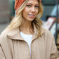 Rust Knit Velvet Chenille Fold Over Beanie - DAVERRI FASHIONS