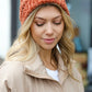 Rust Knit Velvet Chenille Fold Over Beanie - DAVERRI FASHIONS