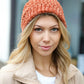 Rust Knit Velvet Chenille Fold Over Beanie - DAVERRI FASHIONS