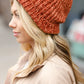 Rust Knit Velvet Chenille Fold Over Beanie - DAVERRI FASHIONS
