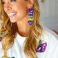 Mardi Gras Sequin & Beaded Dangle Earrings - DAVERRI FASHIONS