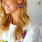 Mardi Gras Sequin & Beaded Crown Dangle Earrings - DAVERRI FASHIONS