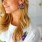 Mardi Gras Sequin & Beaded Crown Dangle Earrings - DAVERRI FASHIONS