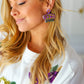Mardi Gras Sequin & Beaded Crown Dangle Earrings - DAVERRI FASHIONS