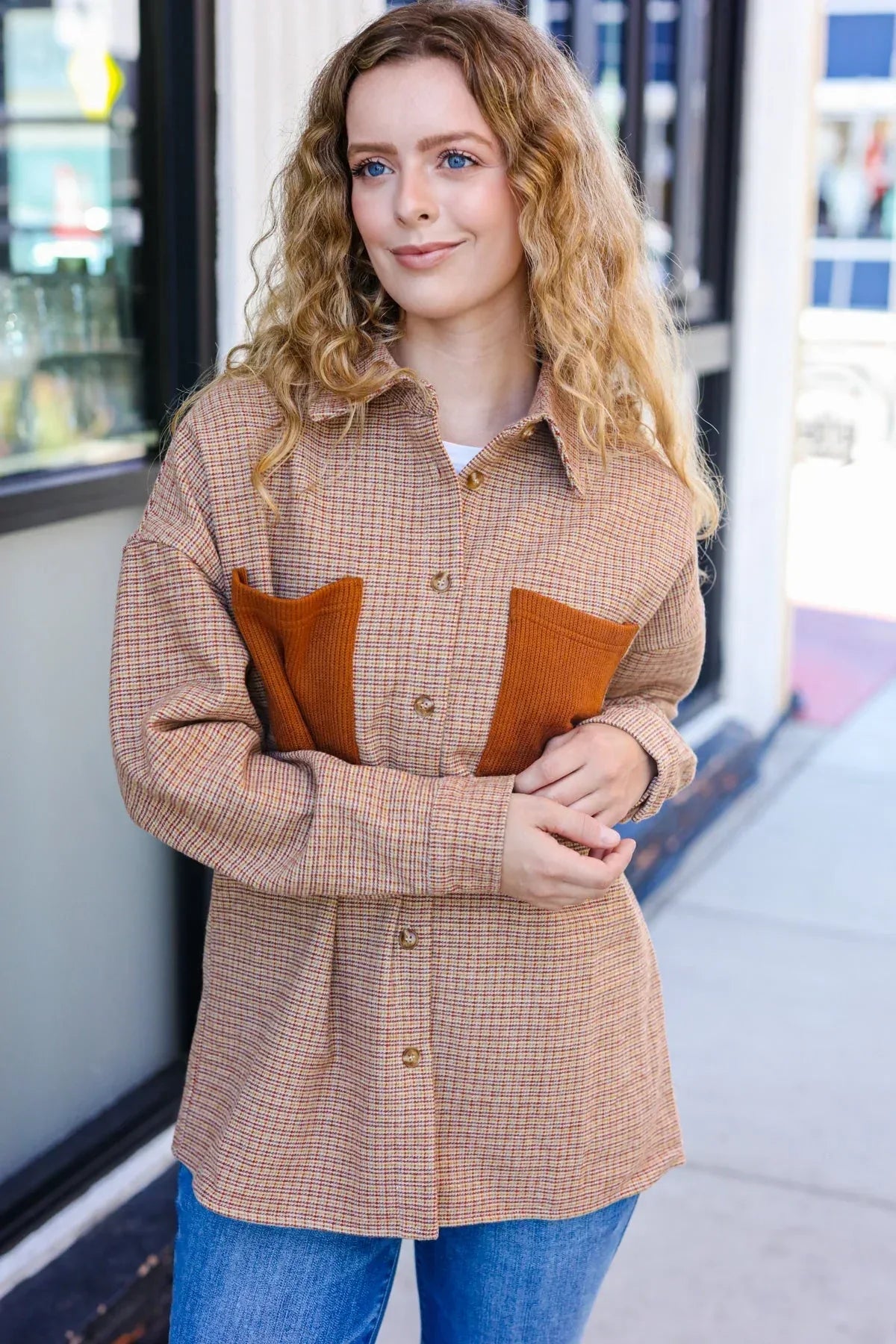 Start Your Day Rust Flannel Plaid Oversized Shacket - DAVERRI FASHIONS