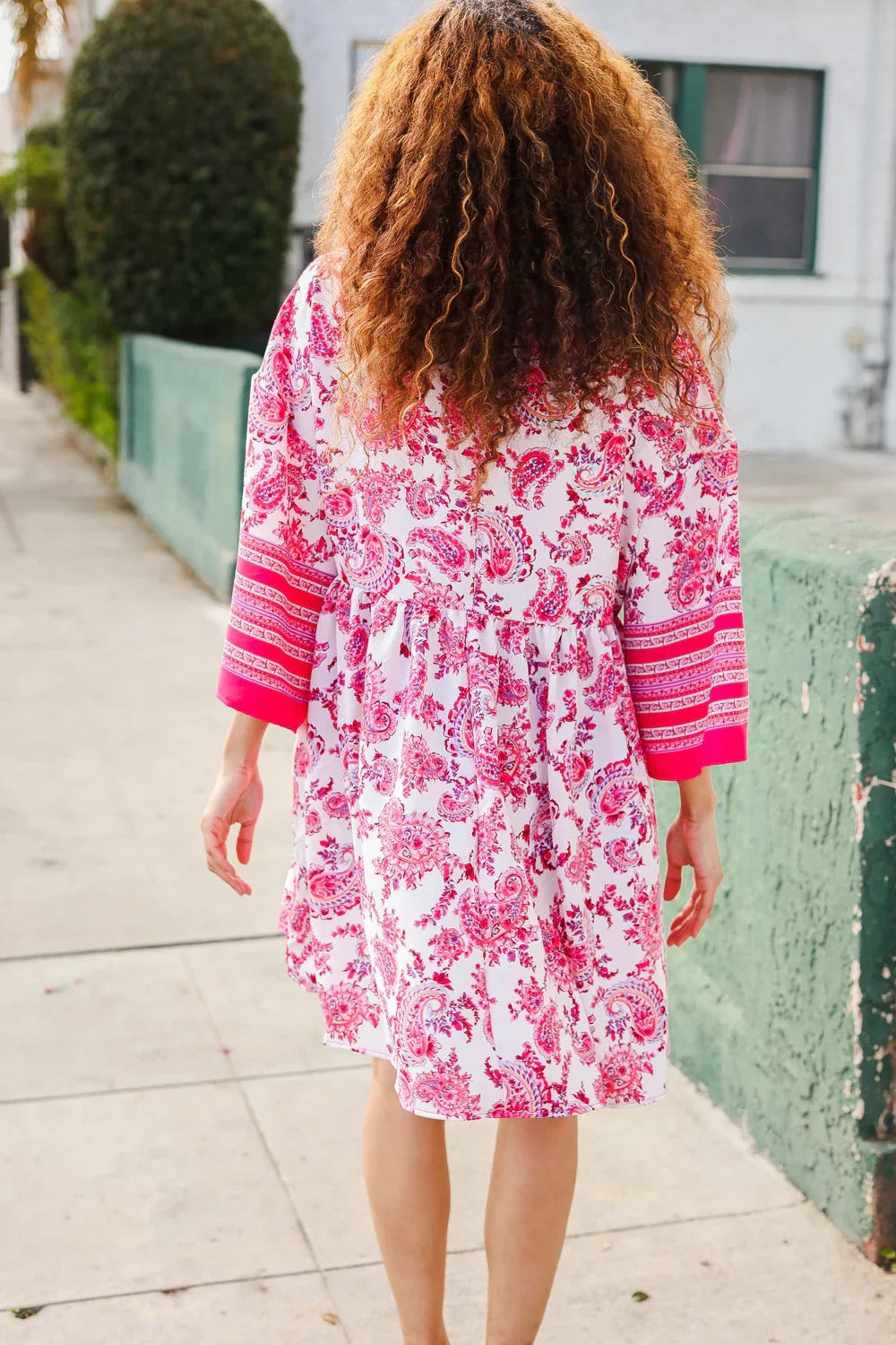 Let's Meet Up Red & Pink Paisley Drop Shoulder Kimono Dress | Daverri Fashions