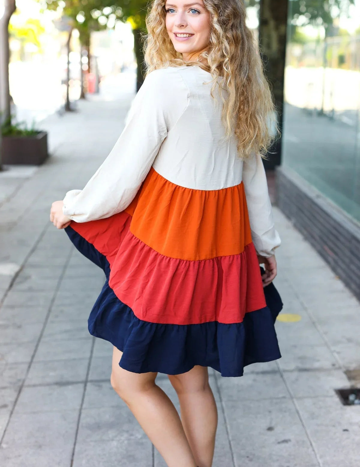 Beautiful You Orange & Multicolor Tiered Babydoll Dress | Daverri Fashions