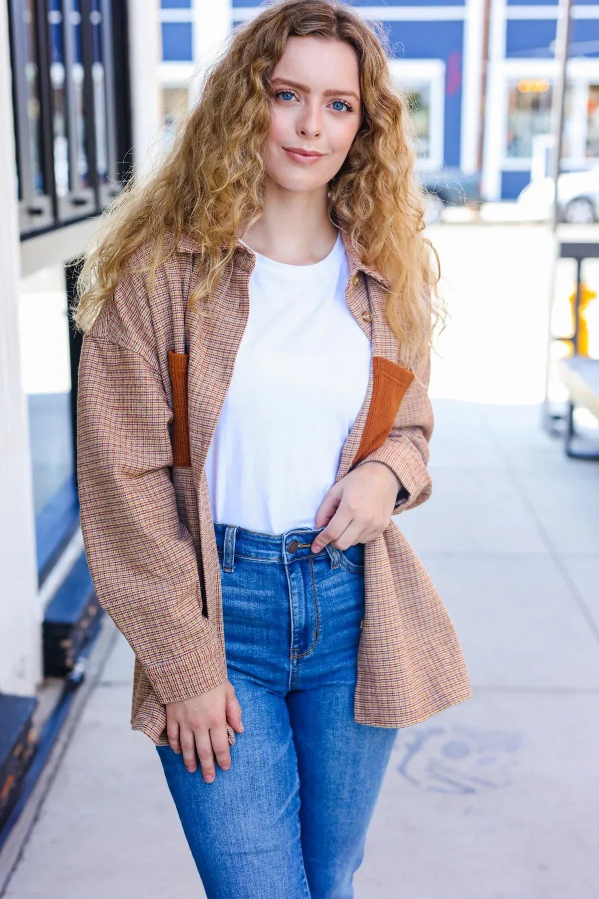 Start Your Day Rust Flannel Plaid Oversized Shacket - DAVERRI FASHIONS