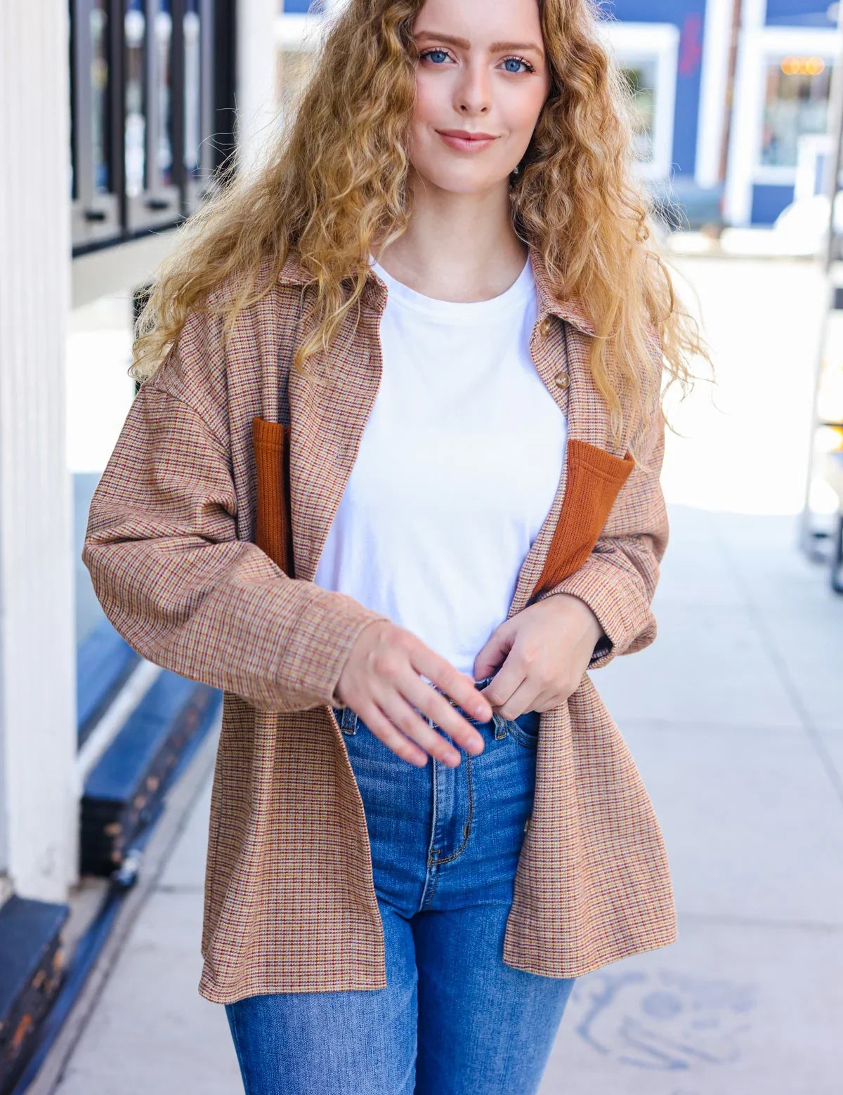 Start Your Day Rust Flannel Plaid Oversized Shacket | 2024 Blow-Out Sale Daverri Fashions