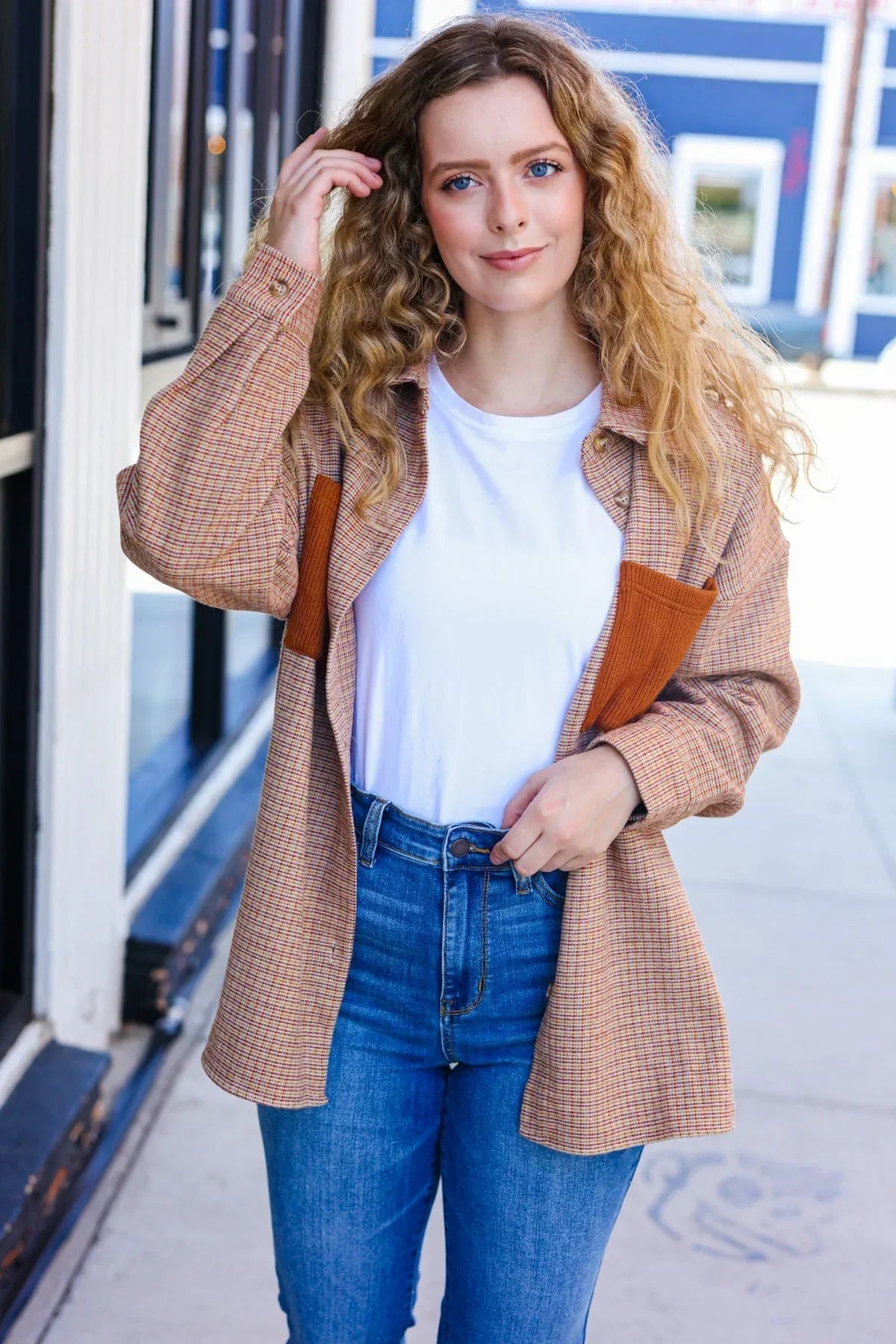 Start Your Day Rust Flannel Plaid Oversized Shacket - DAVERRI FASHIONS