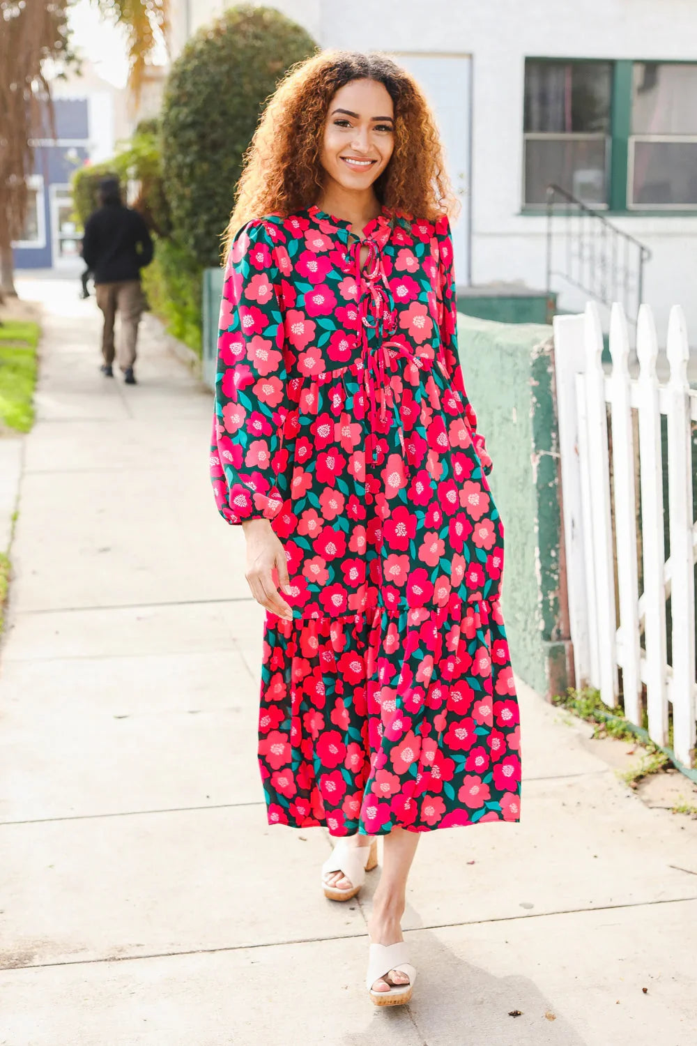 Look Adorable Ribbon Bow Tie Babydoll Tiered Maxi Dress | Daverri Fashions