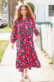 Look Adorable Ribbon Bow Tie Babydoll Tiered Maxi Dress | Daverri Fashions