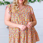 Sunset Floral Print Ruffle Tiered Keyhole Top - DAVERRI FASHIONS