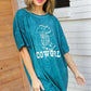 Emerald Cotton Blend COWGIRL Graphic Long Tee - DAVERRI FASHIONS