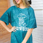Emerald Cotton Blend COWGIRL Graphic Long Tee - DAVERRI FASHIONS
