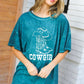 Emerald Cotton Blend COWGIRL Graphic Long Tee - DAVERRI FASHIONS