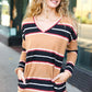 Casual Chic Taupe Hacci Stripe Pocketed Tunic/Dress - DAVERRI FASHIONS
