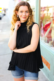 Sweet New Days Black Smocked Neck Pleated Sleeveless Top | 07-01-25 Summer Sale Daverri Fashions