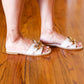 Cream Chain Detail Notched Slide Sandals - DAVERRI FASHIONS