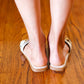Cream Chain Detail Notched Slide Sandals - DAVERRI FASHIONS