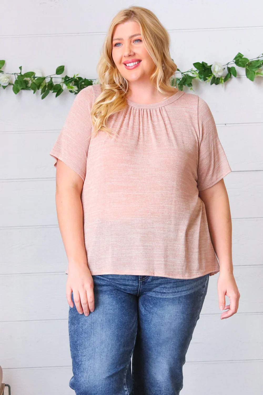 Mauve Tie Back Crinkle Floral Top | Daverri Fashions