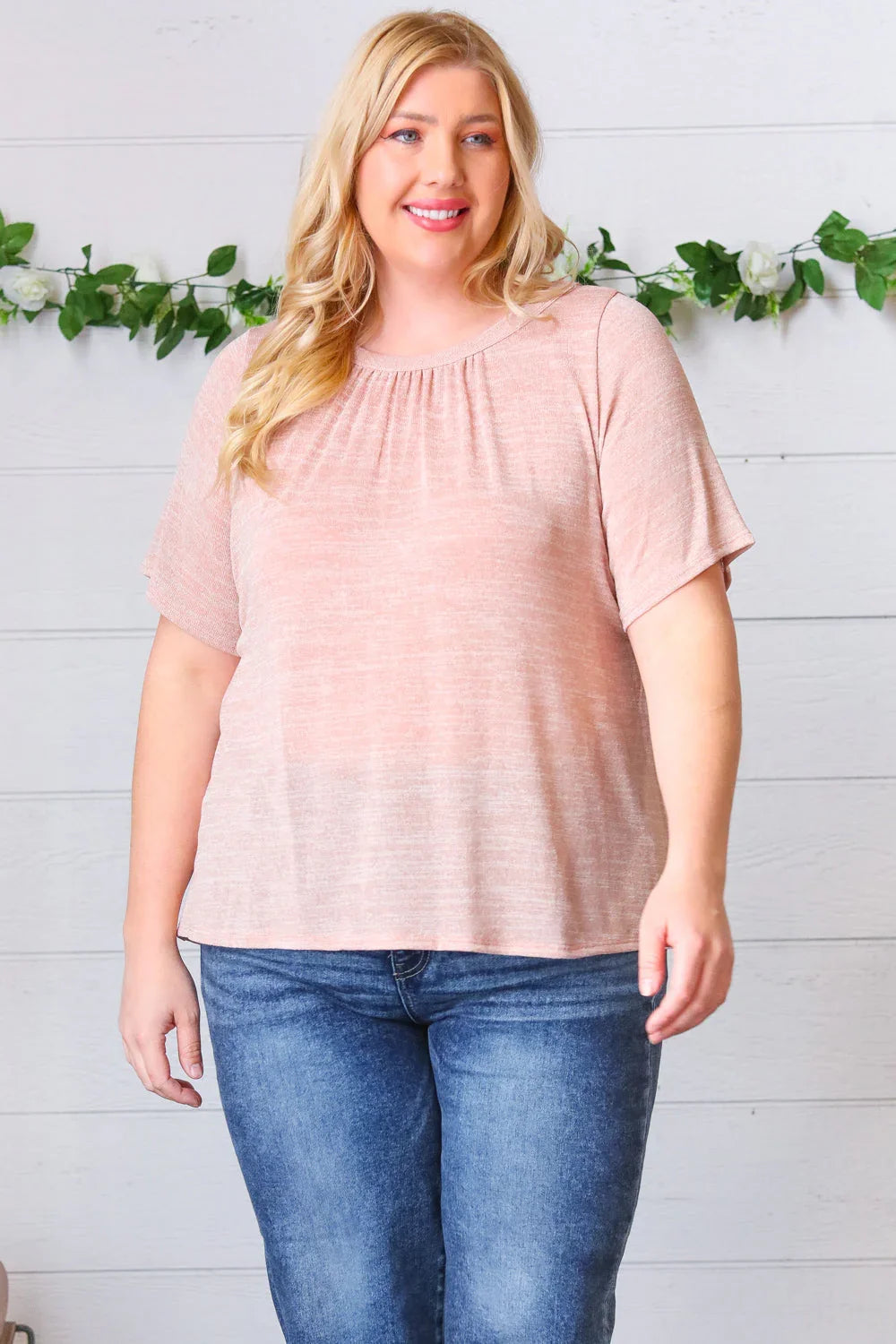 Mauve Tie Back Crinkle Floral Top | Daverri Fashions