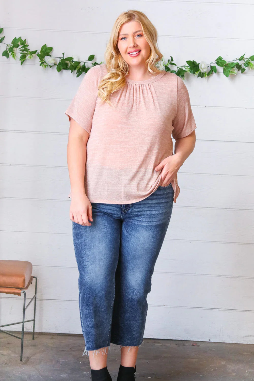 Mauve Tie Back Crinkle Floral Top | Daverri Fashions