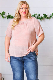 Mauve Tie Back Crinkle Floral Top | Daverri Fashions