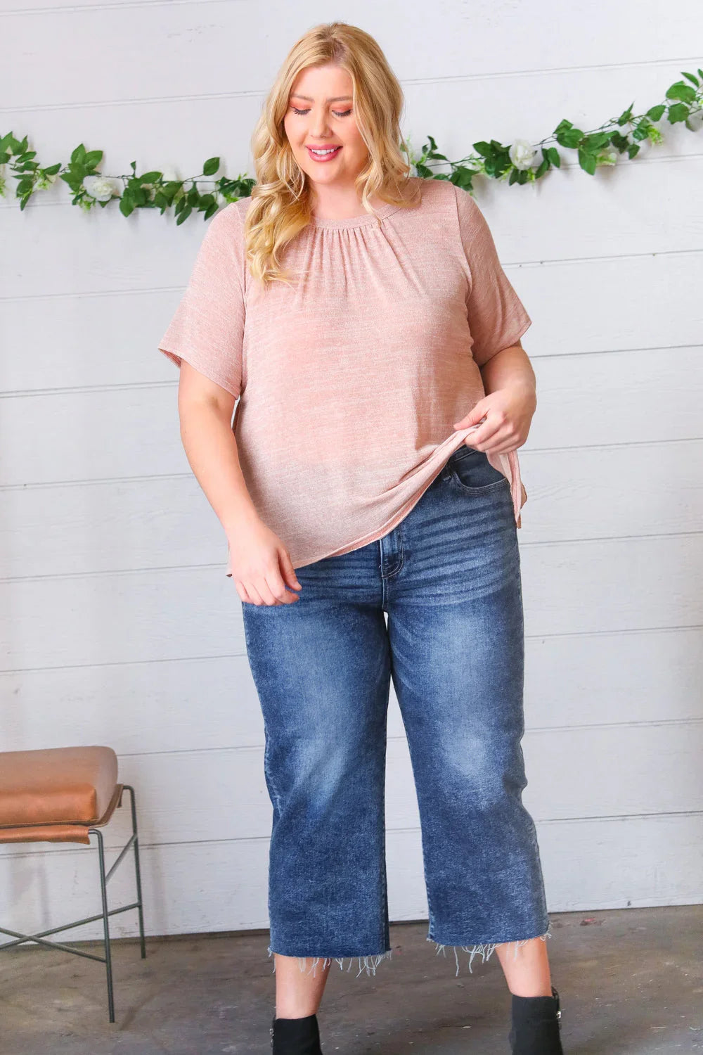 Mauve Tie Back Crinkle Floral Top | Daverri Fashions