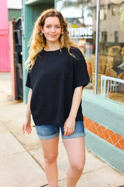 Be Bold Black Crinkle Texture Pocketed Dolman Top | 07-01-25 Summer Sale Daverri Fashions