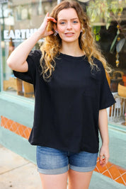 Be Bold Black Crinkle Texture Pocketed Dolman Top | 07-01-25 Summer Sale Daverri Fashions