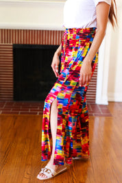 Vacay Vibes Kaleidoscope Smocked Waist Side Slit Palazzo Pants | 07-01-25 Summer Sale Daverri Fashions
