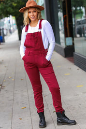 Scarlet High Waist Denim Double Cuff Overalls | Daverri Fashions