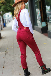 Scarlet High Waist Denim Double Cuff Overalls | Daverri Fashions