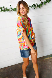 Watercolor Paint Strokes V Neck Top | Daverri Fashions