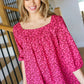 Perfectly You Fuchsia Floral Three Quarter Sleeve Square Neck Top - DAVERRI FASHIONS