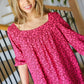 Perfectly You Fuchsia Floral Three Quarter Sleeve Square Neck Top - DAVERRI FASHIONS
