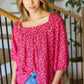 Perfectly You Fuchsia Floral Three Quarter Sleeve Square Neck Top - DAVERRI FASHIONS