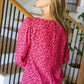 Perfectly You Fuchsia Floral Three Quarter Sleeve Square Neck Top - DAVERRI FASHIONS
