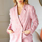 Get To It Pink Plaid Double Breasted Collar Lapel Blazer - DAVERRI FASHIONS