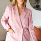 Get To It Pink Plaid Double Breasted Collar Lapel Blazer - DAVERRI FASHIONS