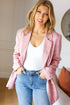 Get To It Pink Plaid Double Breasted Collar Lapel Blazer - DAVERRI FASHIONS