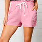 Light Rose Double Gauze Drawstring Cotton Shorts - DAVERRI FASHIONS