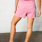 Light Rose Double Gauze Drawstring Cotton Shorts - DAVERRI FASHIONS