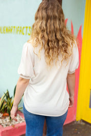 Saint Patty Sequin Clover French Terry Puff Sleeve Top | Daverri Fashions