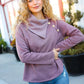 Tried And True Mauve Cowl Neck Button Detail Sweater - DAVERRI FASHIONS