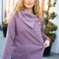 Tried And True Mauve Cowl Neck Button Detail Sweater - DAVERRI FASHIONS