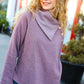 Tried And True Mauve Cowl Neck Button Detail Sweater - DAVERRI FASHIONS